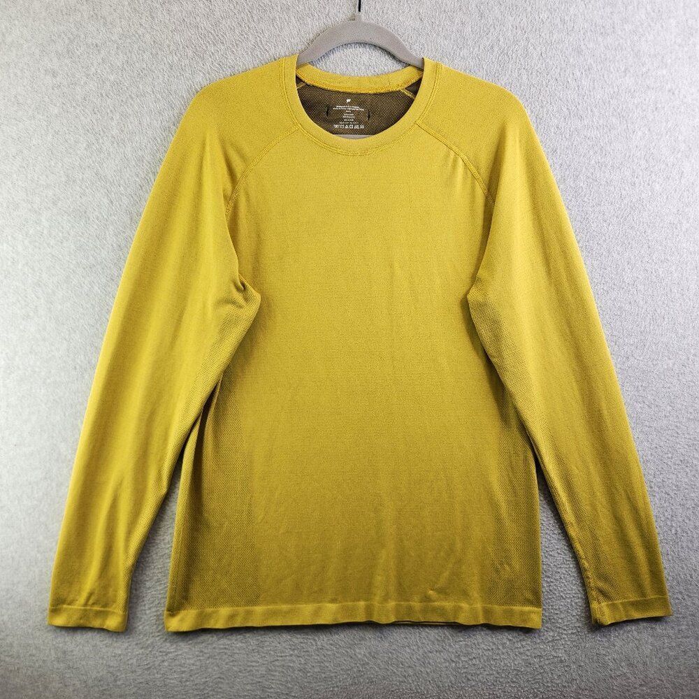 Fabletics Shirt Mens L Yellow Training Day Tee Seamless Muscle Workout Training